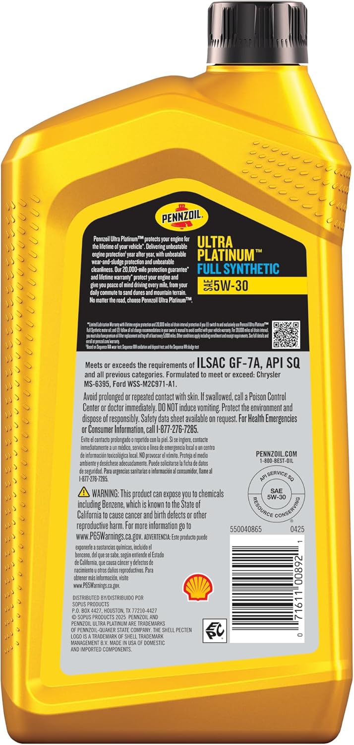 Pennzoil - Brandclub - Pennzoil Ultra Platinum Full Synthetic 5W