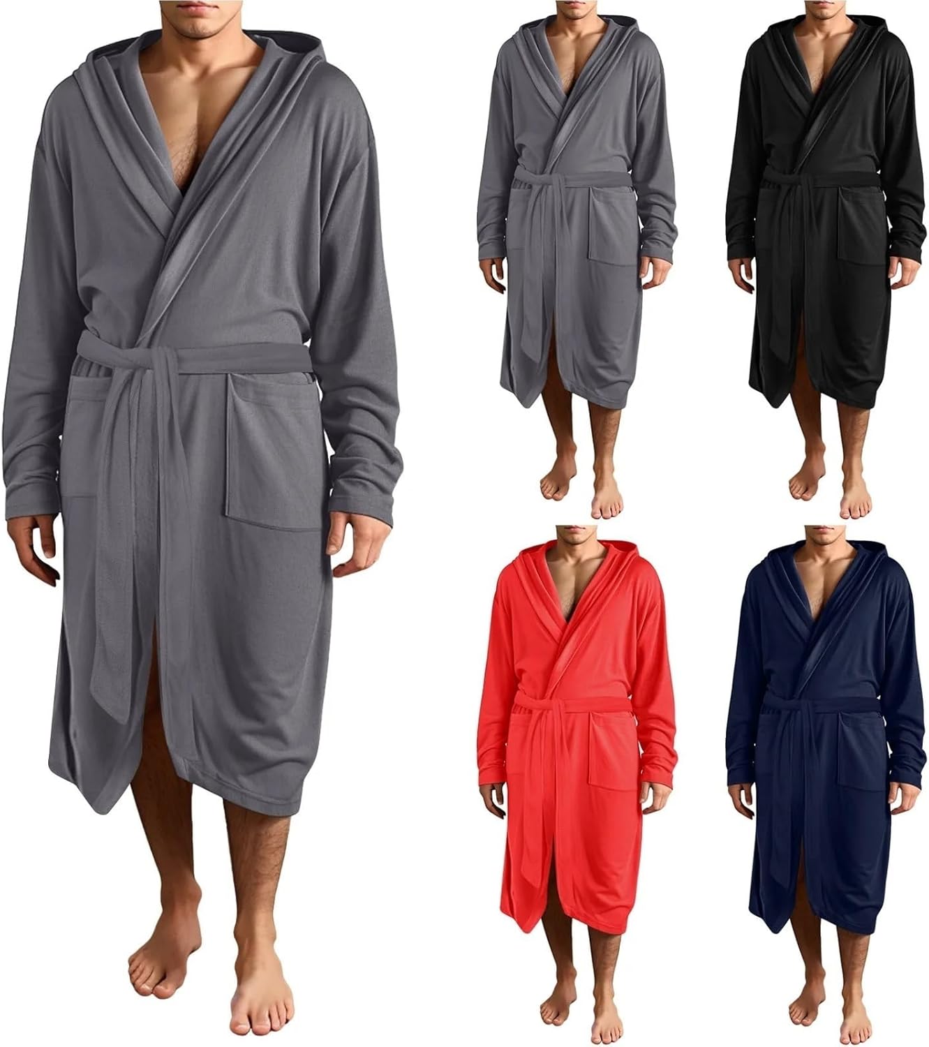メンズ 長袖 フード付き バスローブ プラスサイズ ローブ パジャマ バスローブ ガウン 冬 暖かい ホームウェア パジャマ ベルト