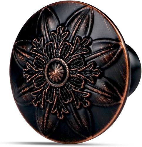 Paquete de 10 pomos de bronce aceitado para gabinetes, pomos de cajón, pomos redondos de bronce de 1-25 pulgadas para armarios de cocina y cajones,