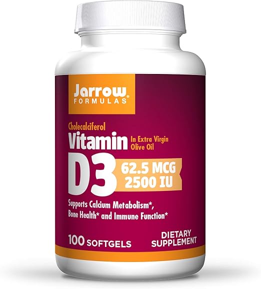 Jarrow Formulas Vitamin D3 2500 IU, Softgels, Bone Health, Immune Function & Calcium