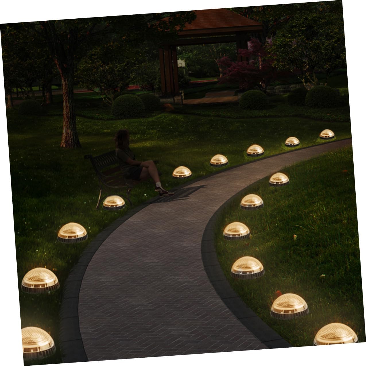 KICHOUSE 4pcs Warm Light LED Solar Ground Lights for Outdoor Garden Lawn Landscape, Solar-Powered In-ground Disc Lamps for Patio Pathway Lighting