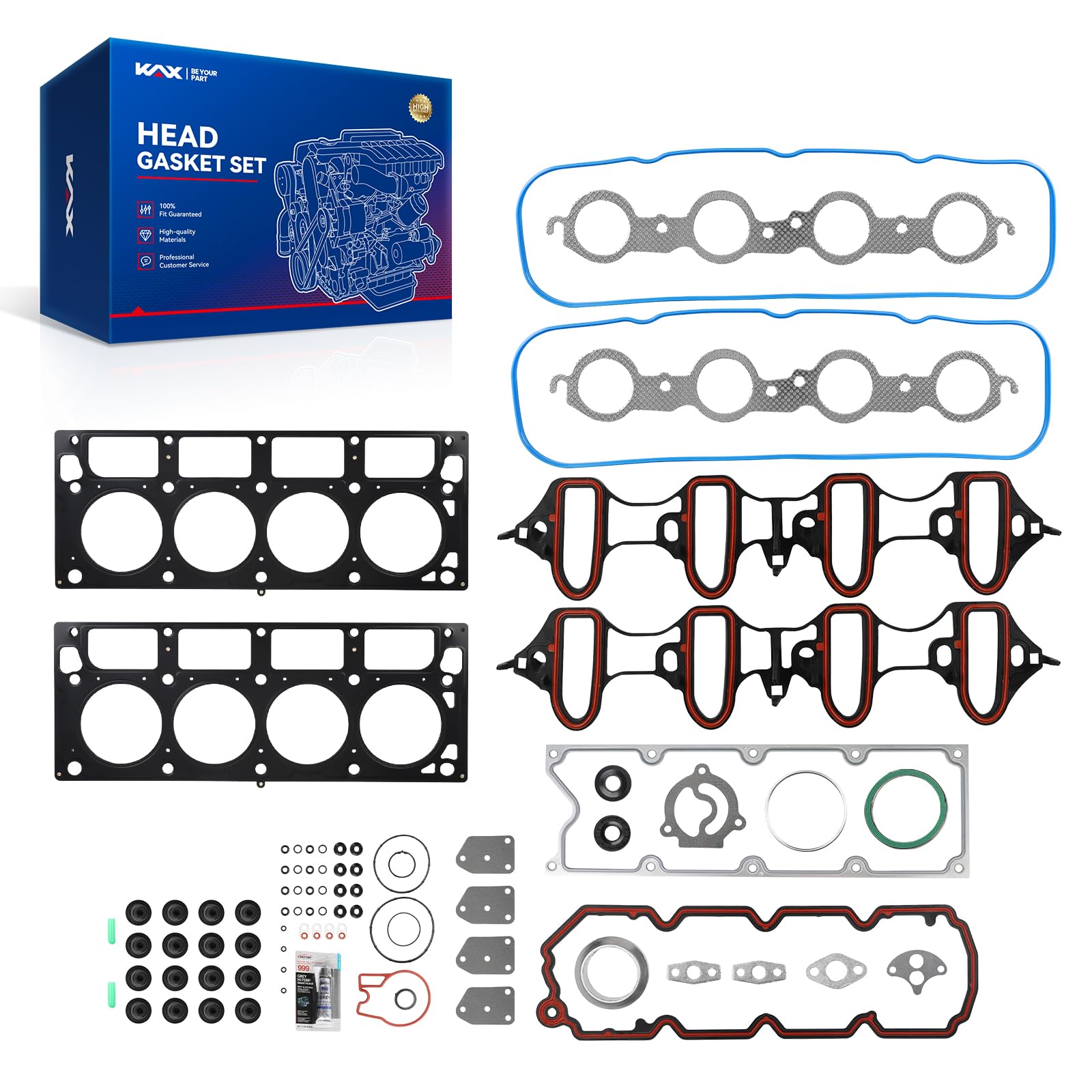 KAX Head Gasket Set Fit for Silverado 1500 2002-2013 5.3L, 2002-2007 4.8L