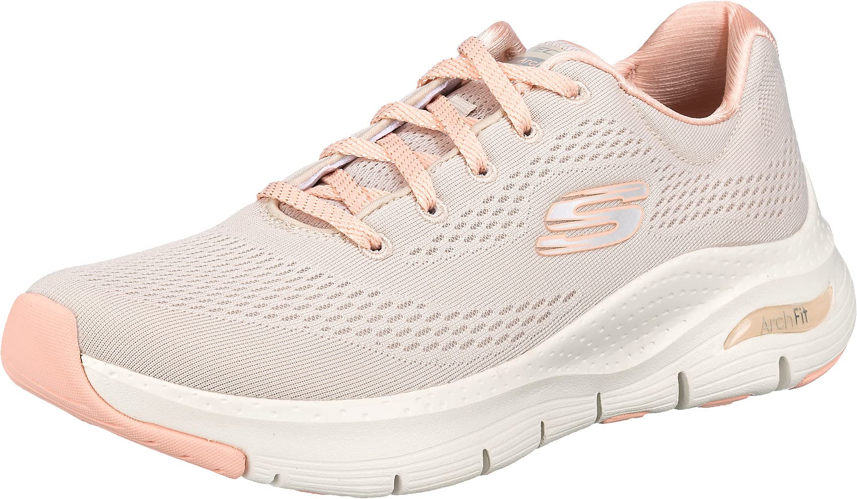 Skechers Arch Fit Big Appeal, Scarpe da Ginnastica Donna, Beige Natural Knit Mesh Coral Trim, 36 EU