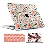 TWOLSKOO Compatible with MacBook Pro 14 inch Case 2023 2022 2021 Release M2 A2779 M1 A2442 Pro/Max Chip with Touch ID, Plastic Hard Shell Case & Keyboard Cover & Screen Protector, Seamless Flowers