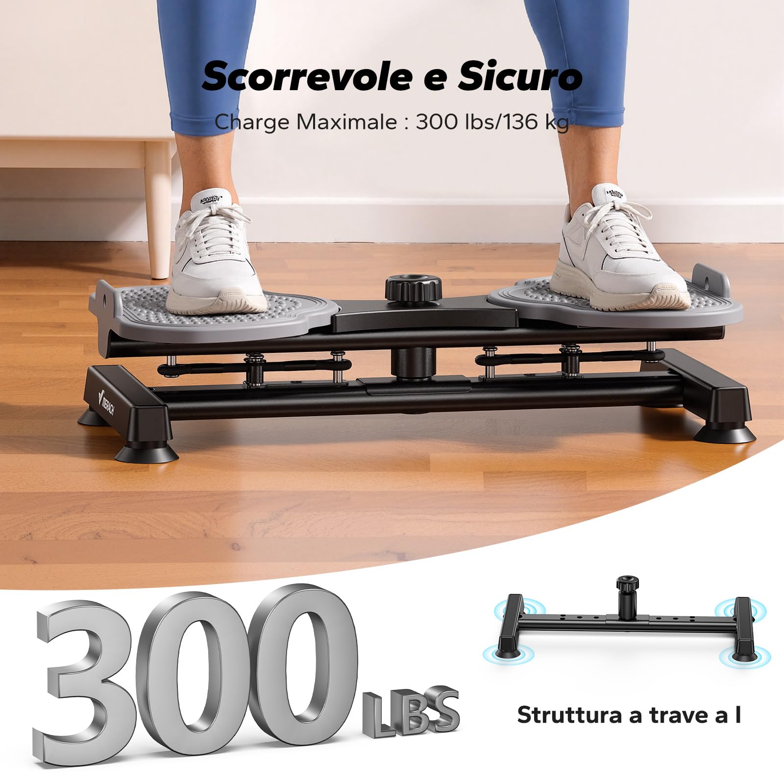 MERACH Twist Waist Disc Board per le Donne, Waist Whisper con 2 Fasce Elastiche, Pedana Rotante Dimagrante per Allenare Core e Fianchi, 136KG Max per Fitness & Ginnastica - Grigio (Pro)
