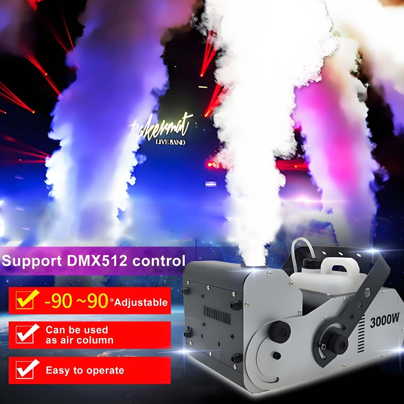 MáQuina De Humo AutomáTica De 3000 W, Nebulizador PortáTil con Tanque De 3 L para DJ, Bodas, Fiestas, Escenario, MáQuina De Humo PortáTil para Exteriores con Control Remoto