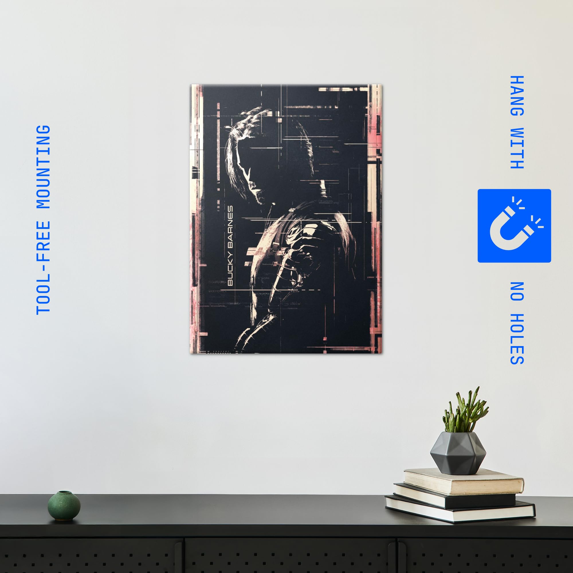 Displate Metall poster Marvel Thunderbolts Bucky Black Größe M | Bild Plakate für Schlafzimmer Dekor, Geschenke. Magnetische Befestigung Wandposter, Wanddeko. Metall Wandkunst.