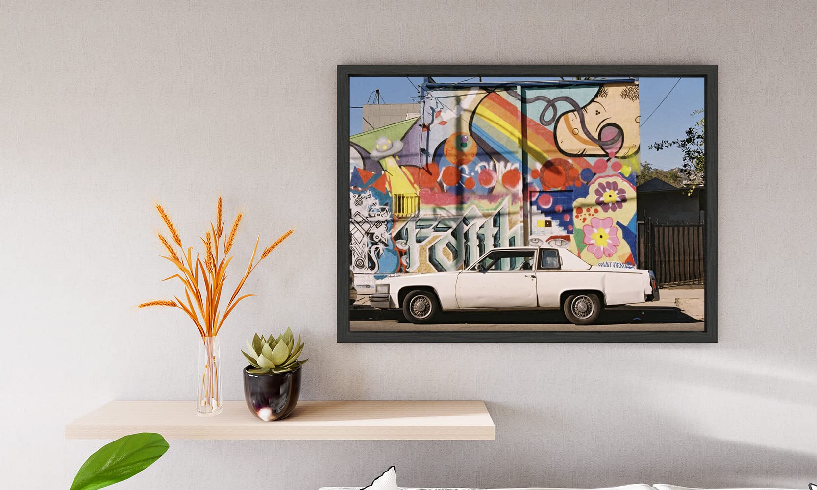 VERRE ART Printed Framed Canvas Painting for Home Decor Office Wall Studio Wall Living Room Decoration (14x10inch Black Floater) - Electric Avenue