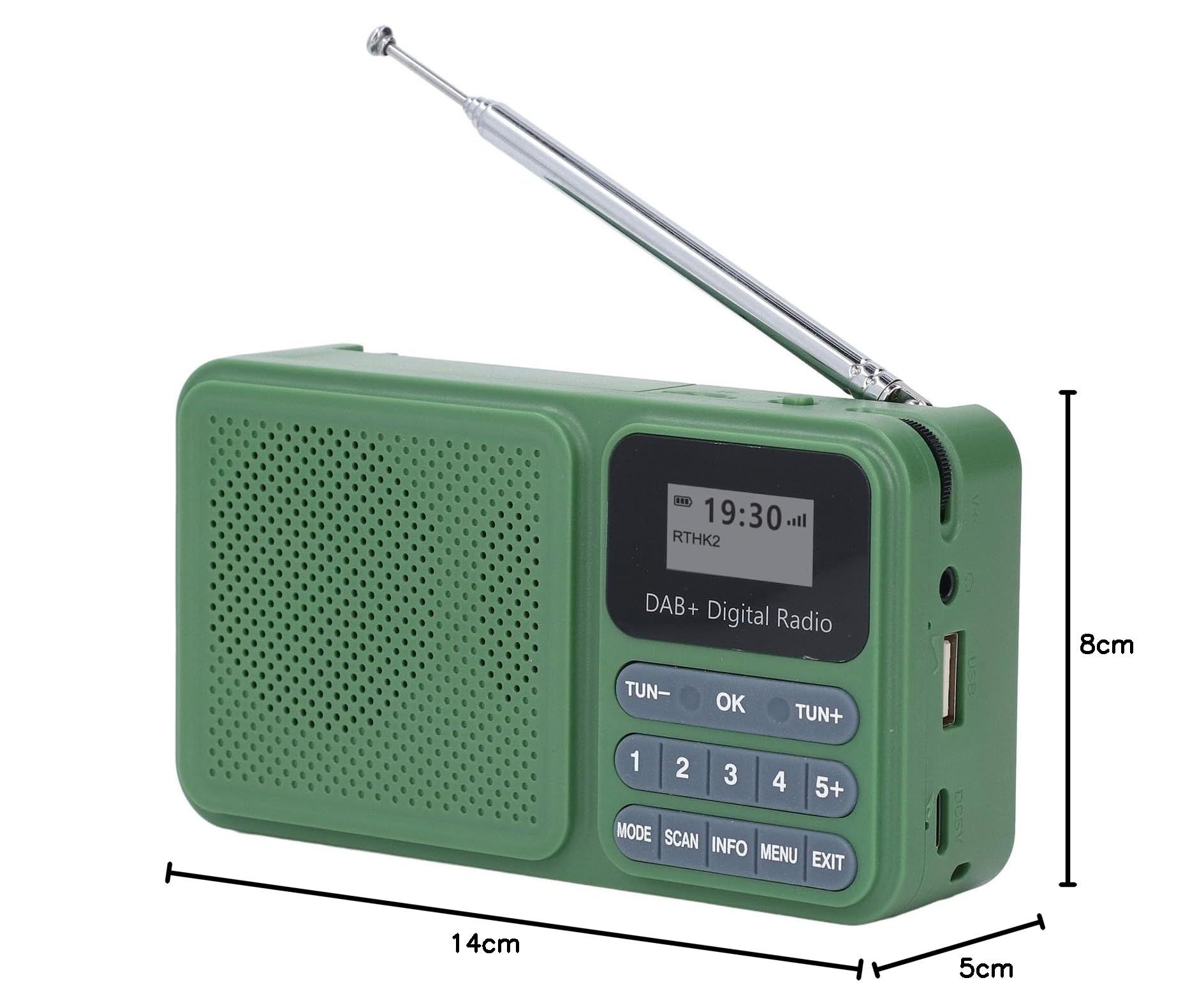 Radio Dab+ Solaire Portable avec Bluetooth 5.0, Haut-Parleur Stéréo 3W, Lecture USB/SD, 30 Présélections, Batterie 1200mAh pour Maison, Voyage et Urgence