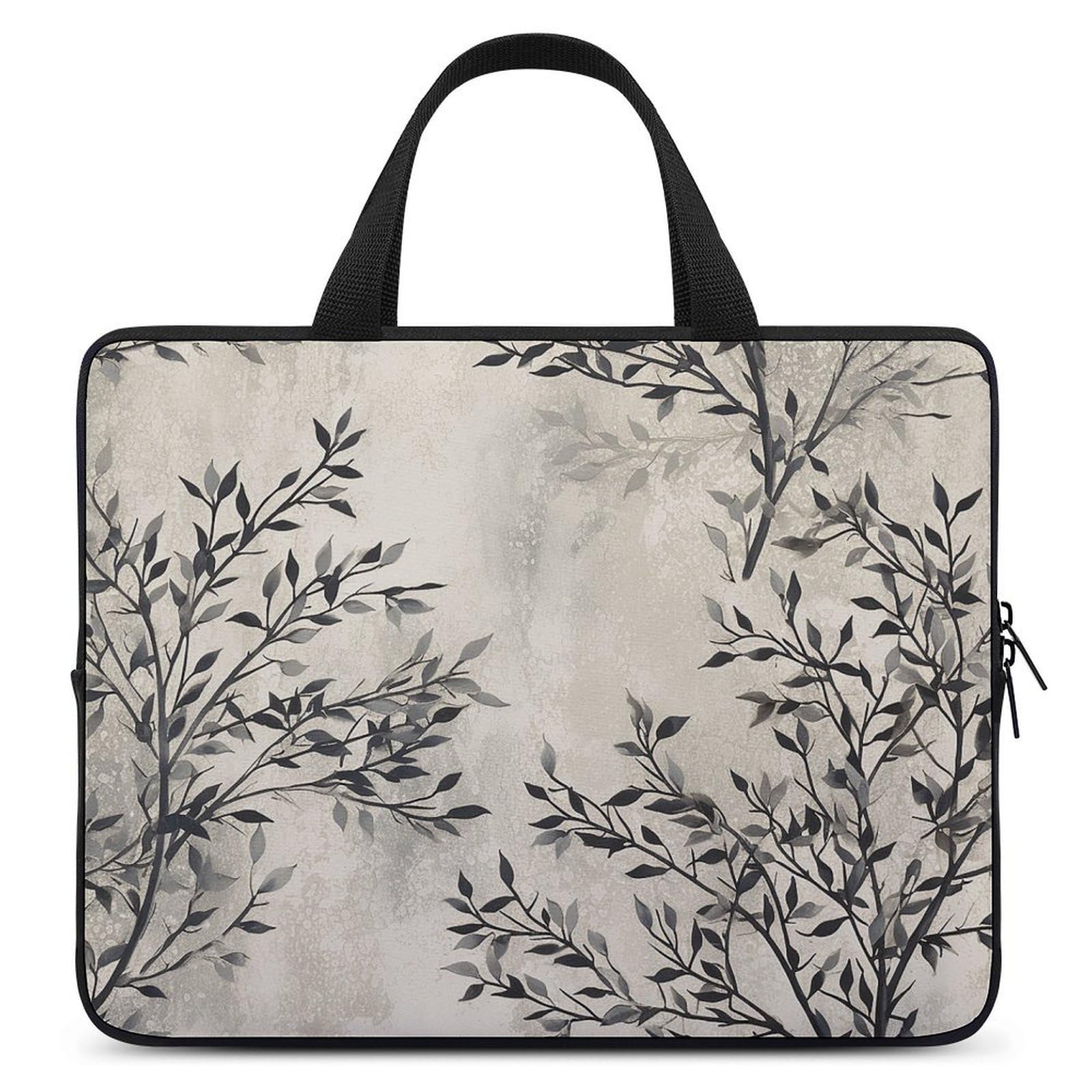 Custodia protettiva per computer portatile da 17", ultra sottile, leggera e impermeabile, in neoprene resistente, con laccetto da polso, motivo foglie bianche e nere