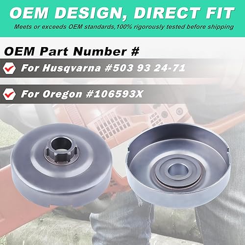 Miniatura 5 de Adefol Conjunto de tambor de embrague para motosierra Husqvarna 372 371 365 362 XP Jonsered 2172 2171 2165 2165 2163 2071 2065 2063, tambor de