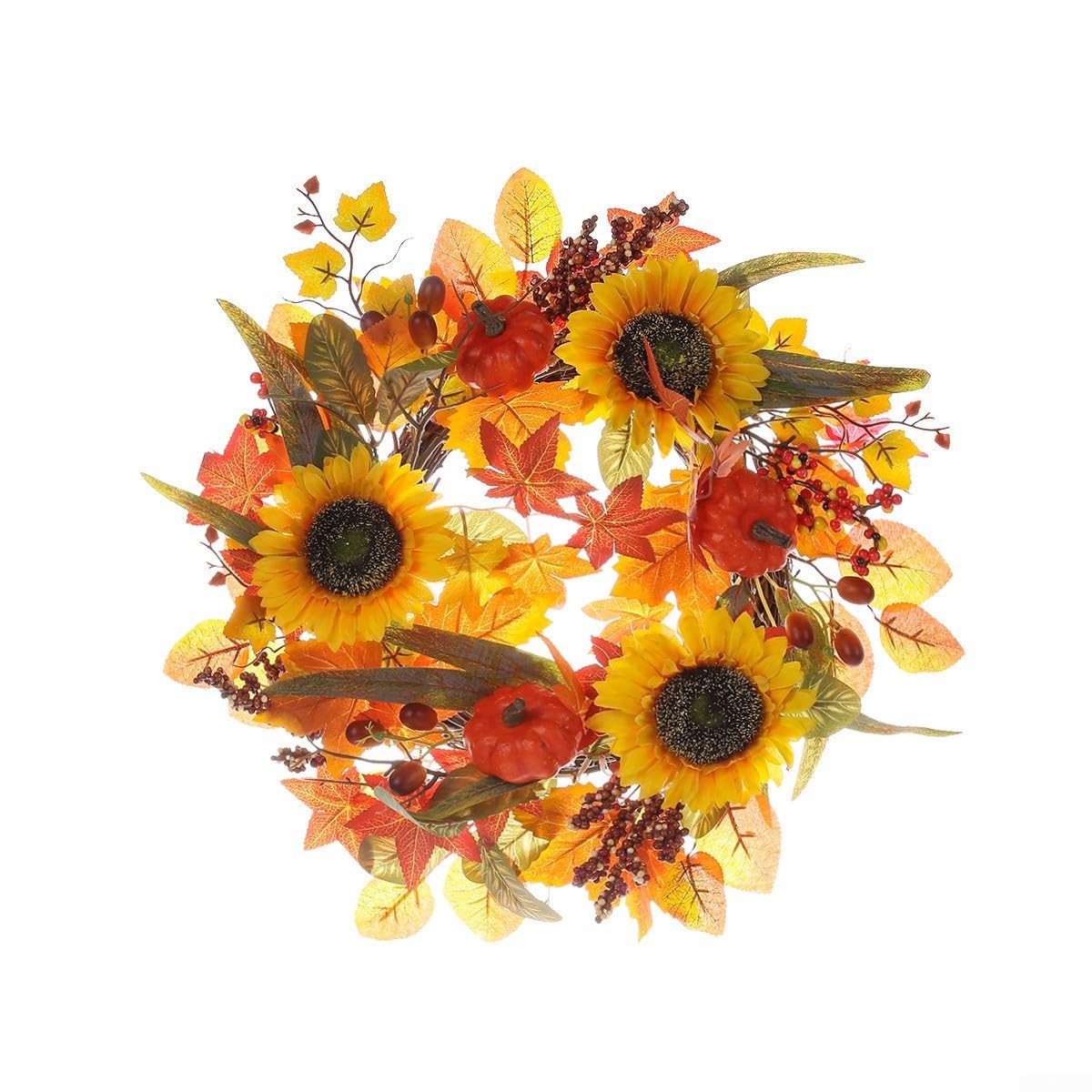 Corona de girasoles decorativa de otoño para dar vida a su entrada