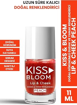 KISS & BLOOM Doğal Görünümlü Dudak ve Yanak Renklendirici Lip & Cheek Peach 11 ml