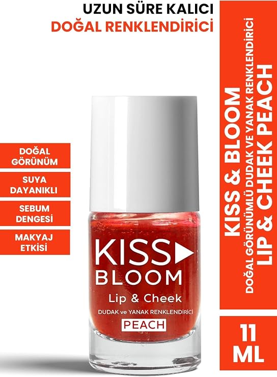 KISS & BLOOM Doğal Görünümlü Dudak ve Yanak Renklendirici Lip & Cheek Peach 11 ml