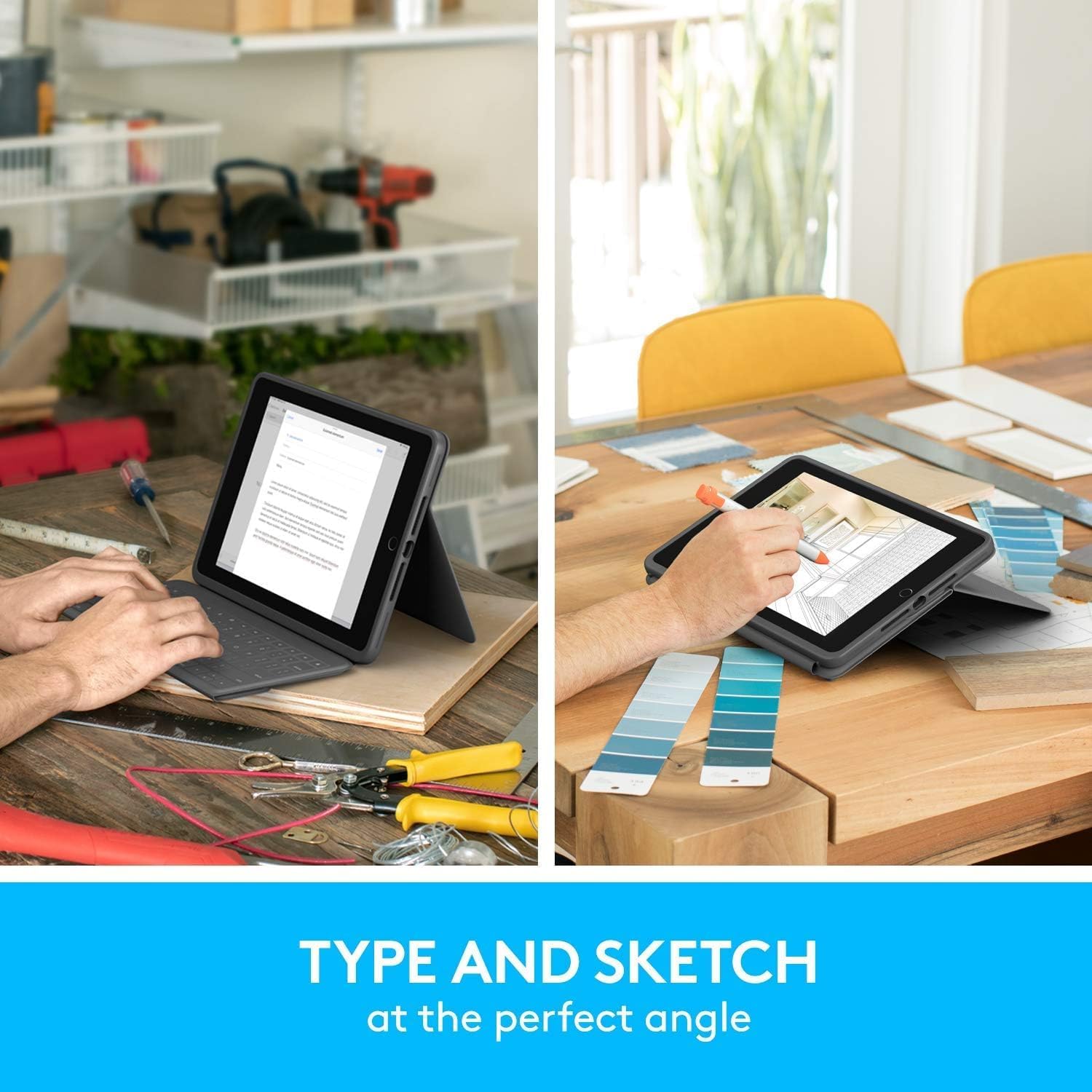 Logitech Rugged Folio - iPad (7th, 8th & 9th Generation) Protective Keyboard Case with Smart Connector, Kickstand, Durable Spill-Proof Keyboard Black 7.4 x 0.9 x 10.2(Renewed)