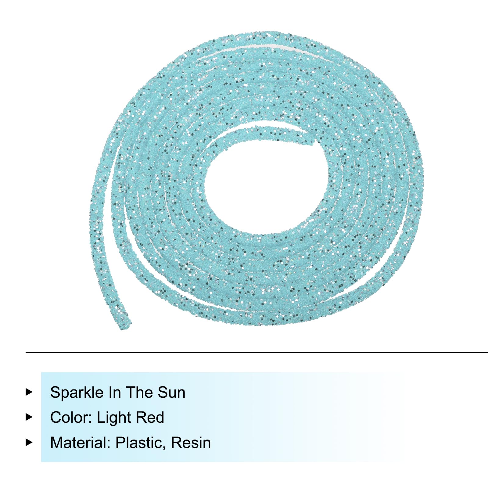 sourcing map 5 Yard 6mm 0.24 inch Glitter Sequins Rope Sequins Rhinestone Tube Cord for DIY Wedding Dresses Costume Clothing Shoes Jewelry Accessory Clear White — view 116