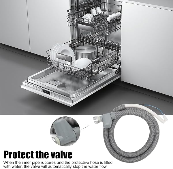 Tuyau d'arrivée d'eau Aquastop 1,8 m Universel pour Lave-vaisselle Lave-linge Compatible avec Miele Bosch Siemens AEG Electrolux Zanussi Beko LG Samsung 10499862 7638500 7638501 - 5