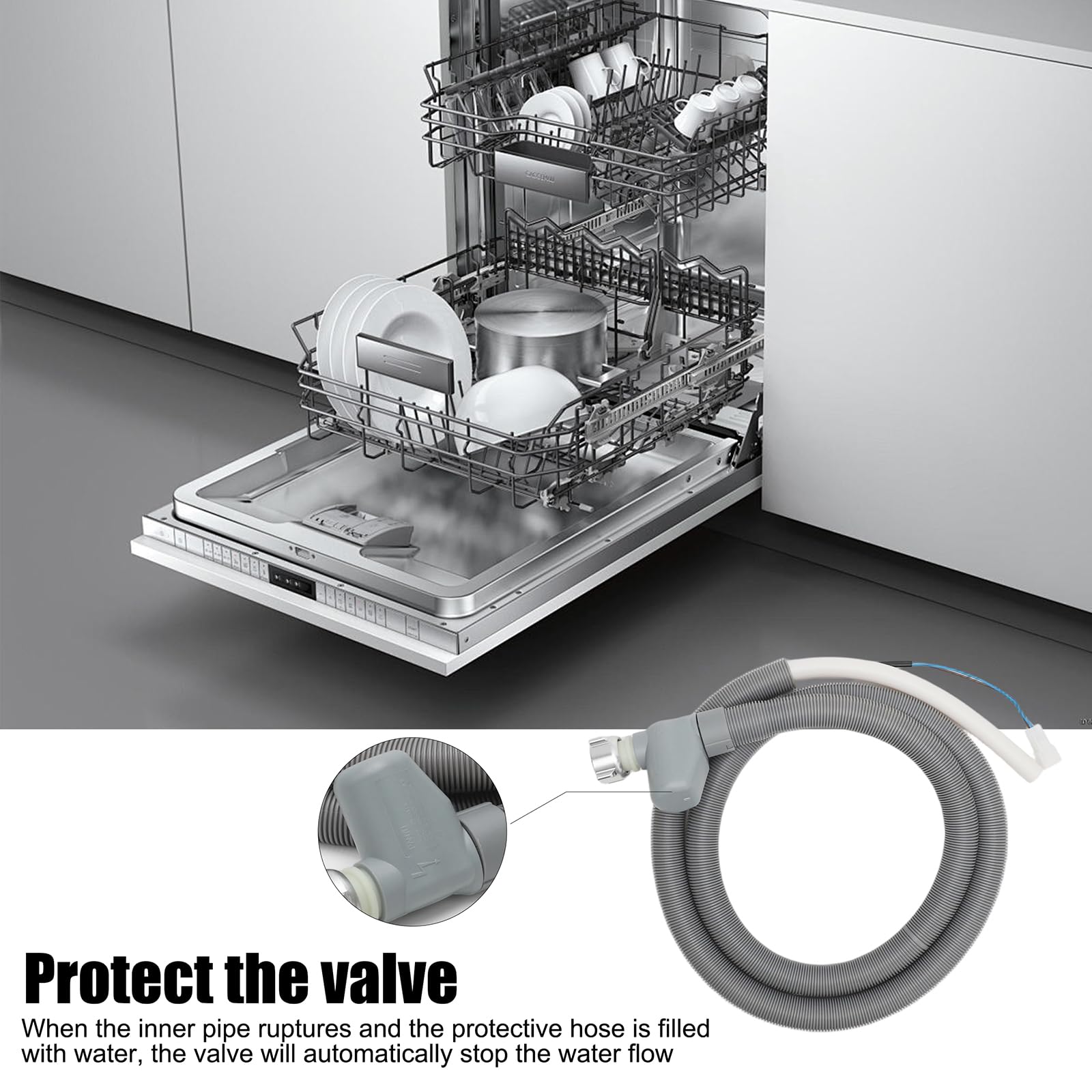 Aquastop Zulaufschlauch 1,8M Universal für Spülmaschine Geschirrspüler Waschmaschine, kompatibel mit Miele Bosch Siemens AEG Electrolux Zanussi Beko LG Samsung, 10499862 7638500 7638501