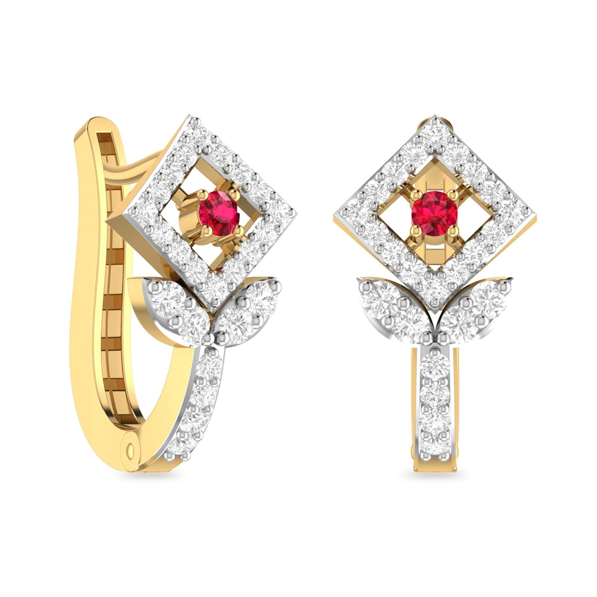 Yellow Gold and Solitaire Stud Earrings for Women-image-41