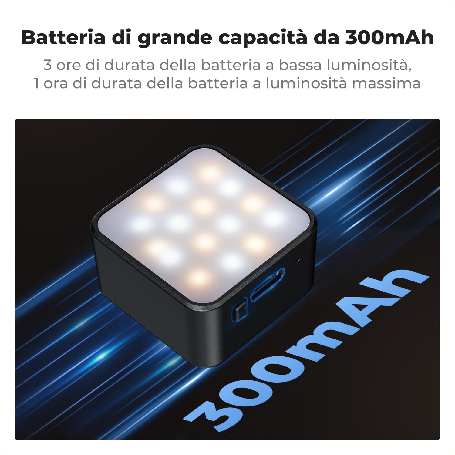 K&F CONCEPT LM61 Luce Mini Magnetica per DJI Osmo Pocket 3/4, LED Ausiliaria 1W Ricaricabile USB-C, Temperatura Colore 3000K/4500K/6000K, 2 Livelli Luminosità, Lampada Video