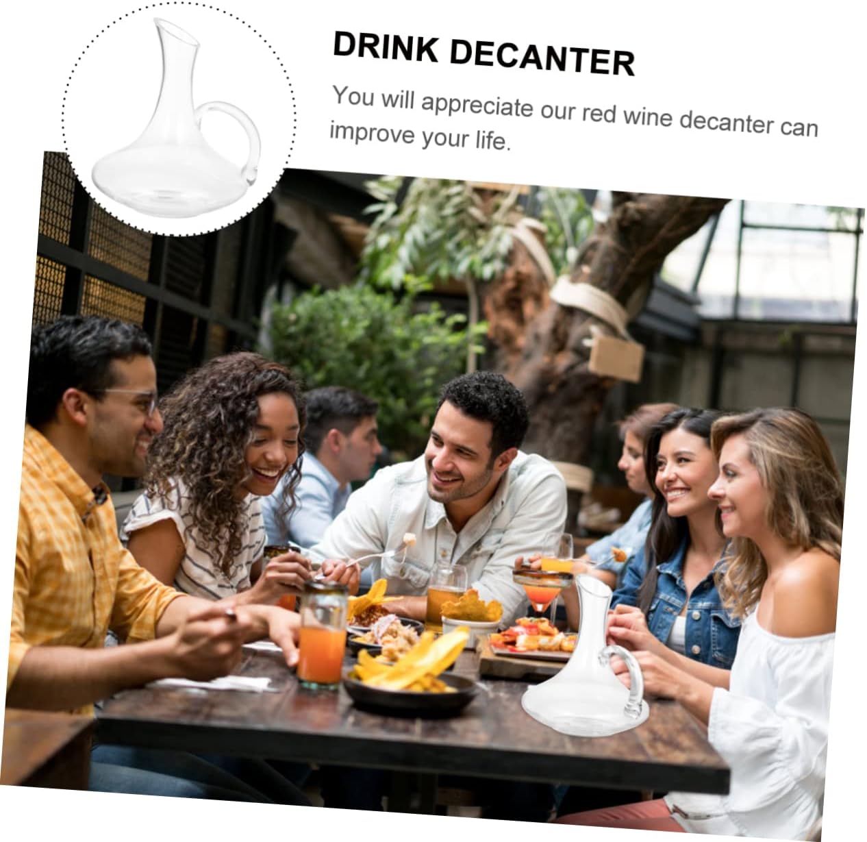 1Pc Glass Wine Decanter with Handle Elegant Bar Decoration for Home Fast Wine Aeration for Wine Unique Design for Wine Lovers