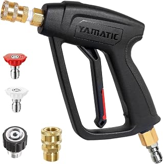 YAMATIC Pressure Washer Gun with 3/8" Swivel Quick Connector, High Power Washer Handle with M22-14mm & M22-15mm Adapter Replacement for Sun Joe, Ryobi, Simpson, Craftsman and More (4500 PSI, 8 GPM)
