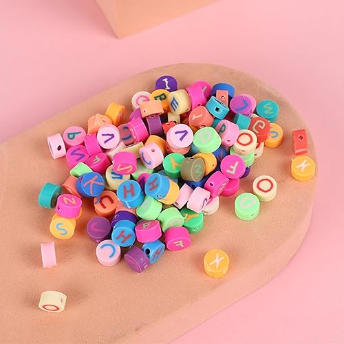 Miniatura 4 de 100 cuentas de arcilla polimérica con letras A-Z mixtas Heishi, suministros para manualidades, pulseras, aretes, collares, joyería (alfabeto)