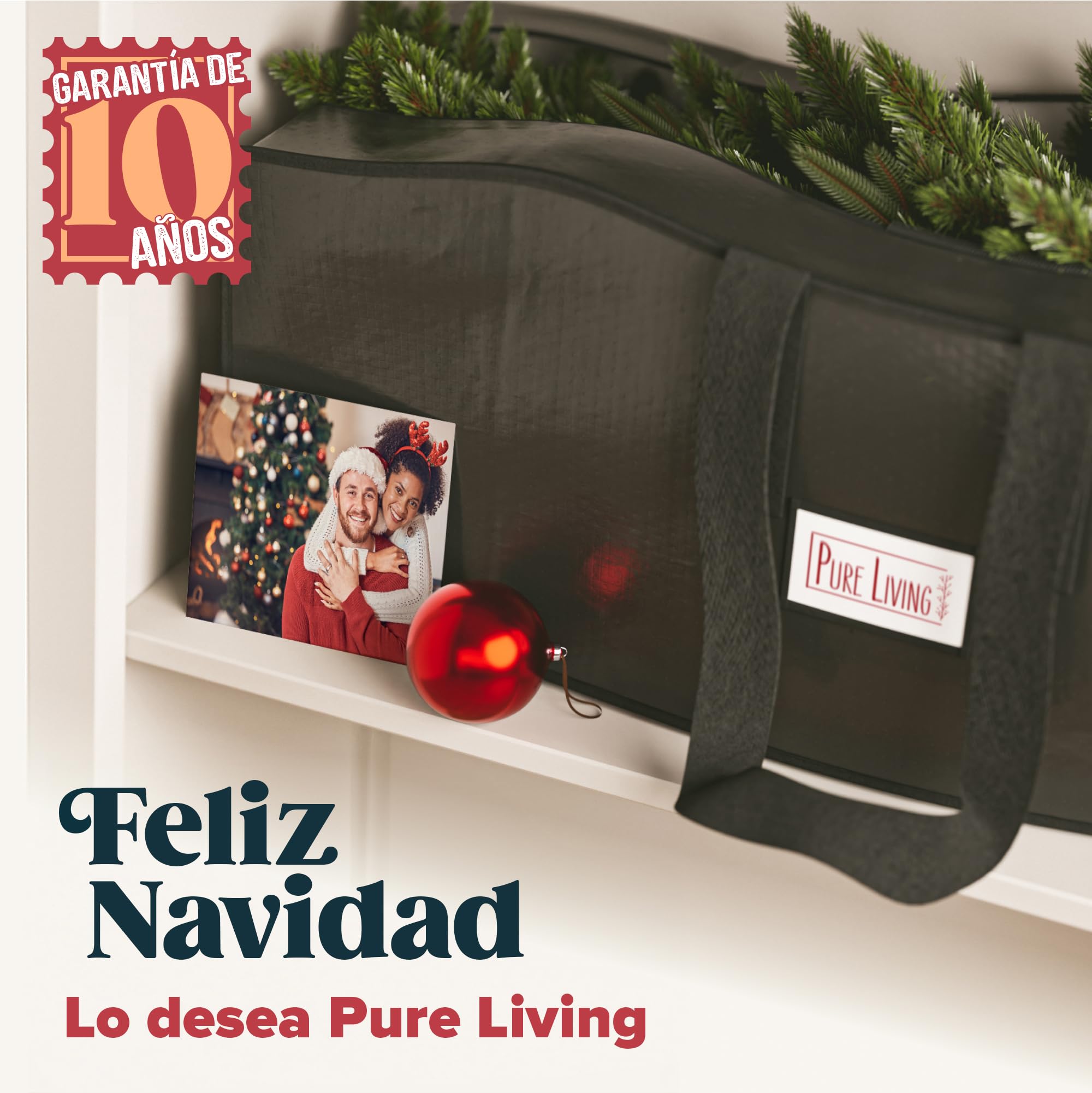 Árbol de Navidad Artificial Premium 150 cm - Ganador de la Prueba - Realismo Excepcional, Ramas Gruesas, Incluye Soporte de Madera y Bolsa de Almacenamiento – Pure Living