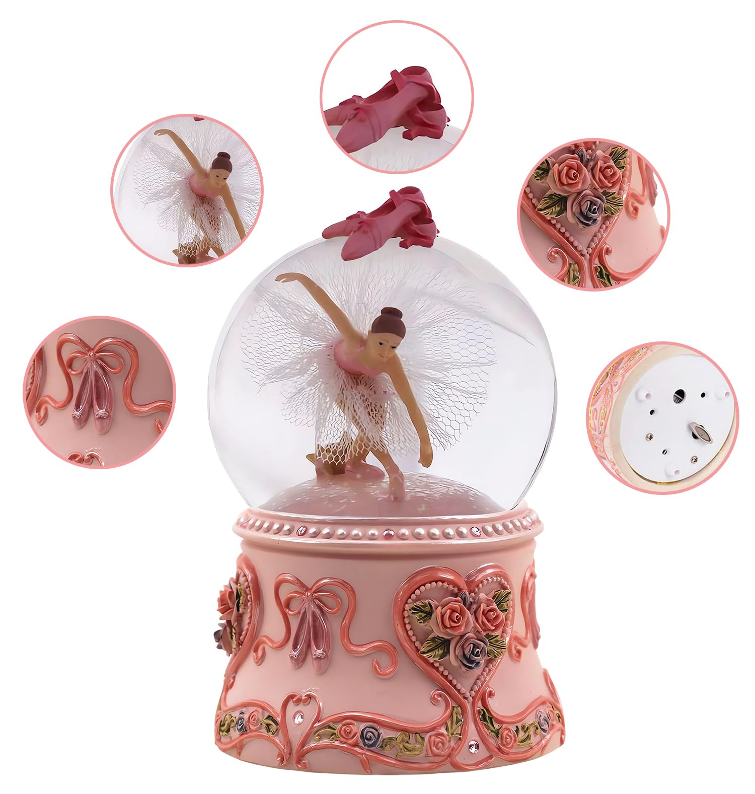 Singeek Crystal Ball Music Box Ballerina, Handpainted Dancing Ballerina Snow Globe Ballet Recital Gifts for Girls, Daughter, Granddaughter (Classic Swan Lake Tune)