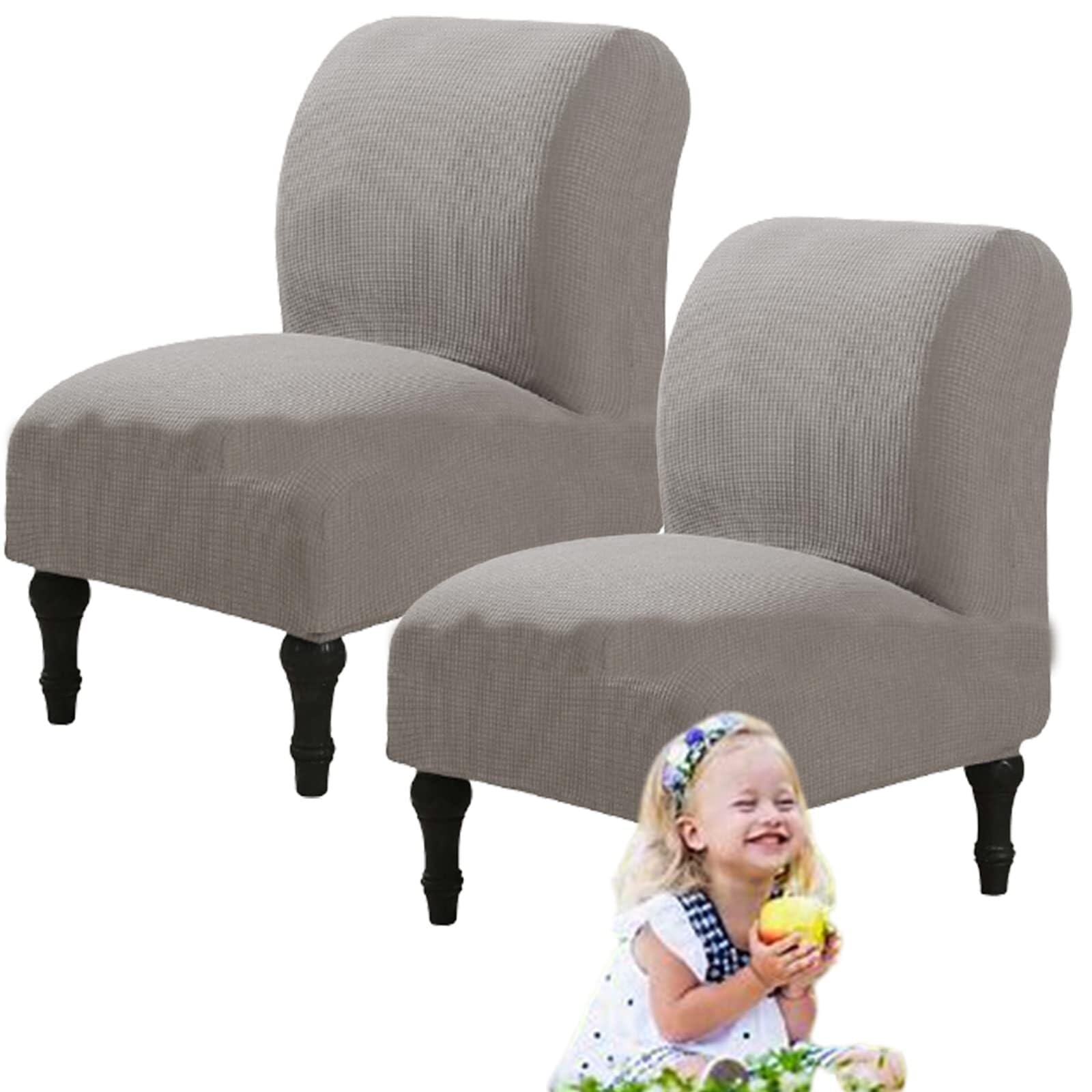 NMVAWIPT Armless Accent Chair Covers, Polyester+Spandex Stretch Slipcover, Removable Furniture Protector, For Home Hotel(#22,2pcs)