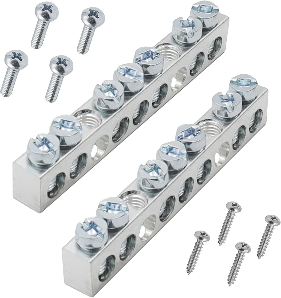Ground Bar Kit for Square D 2 Pack | 7 Terminal Grounding Bar Compatible with Schneider Electric Load Centers