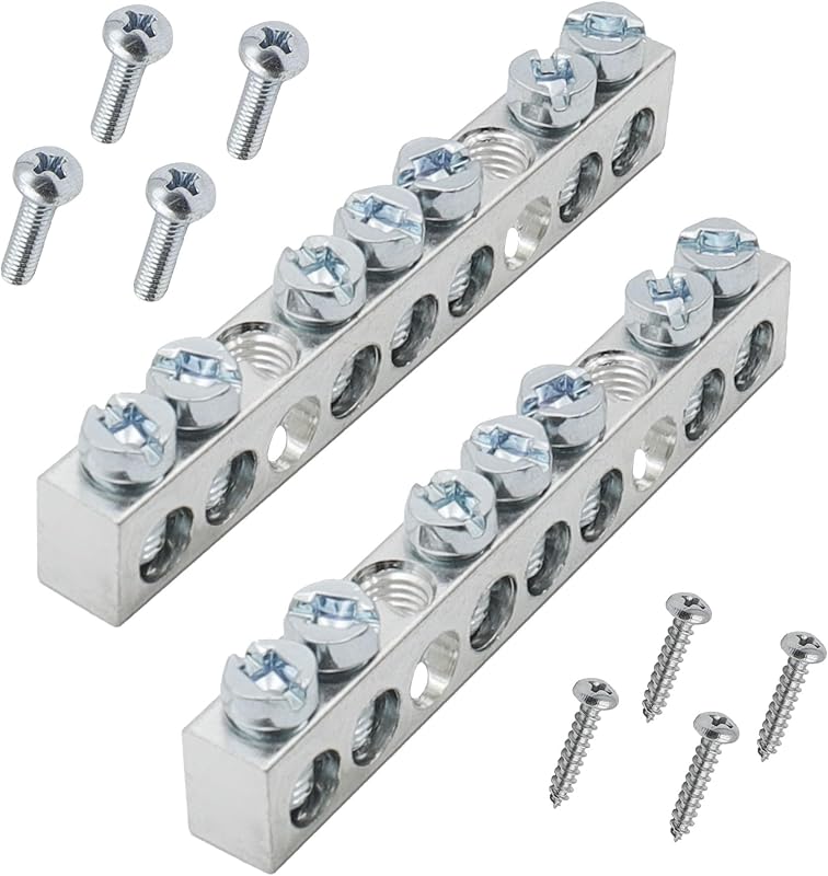 Ground Bar Kit for Square D 2 Pack | 7 Terminal Grounding Bar Compatible with Schneider Electric Load Centers