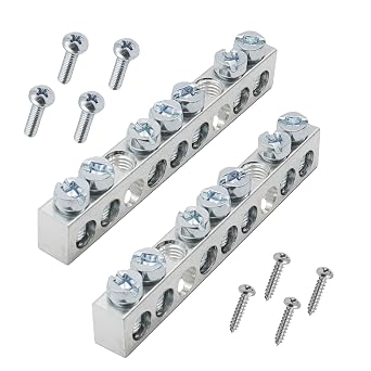 Ground Bar Kit for Square D, 7 Terminal Grounding Bar Compatible with Schneider Electric Load Centers 2 Pack