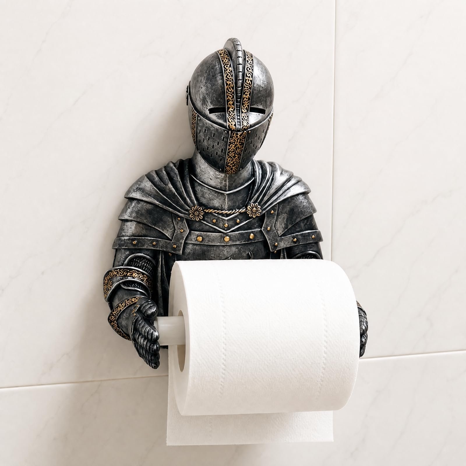 Milageto Carta Igienica a Forma di da Rotolo Medievale in Resina Accessorio da Bagno per Locale di Serzio