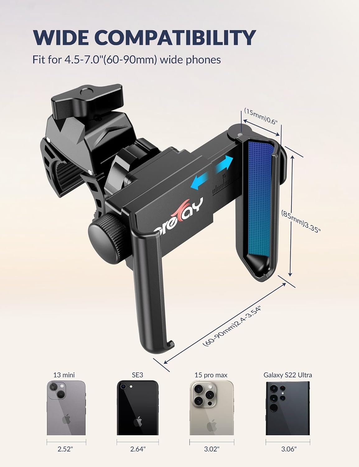 Grefay Bike Phone Holder Motorcycle Phone Holder 1S Quick Release& 360° Rotation Bike Phone Mount, Universal Motorbike Bicycle Phone Holder for iPhone 17/16/15/14 Pro Max, 3.5-7.0 Inch Smartphones