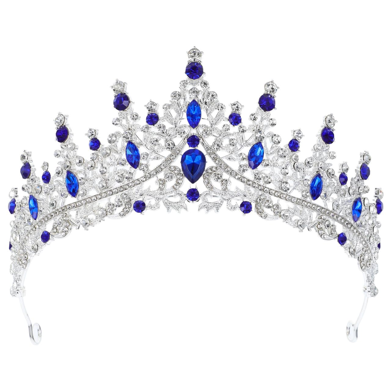 ULTECHNOVO Corona per donne di cristallo principesse diademi strass regina fascia per capelli da sposa per compleanno, ballo di fine anno, cerimonia, accessori di scena (blu)