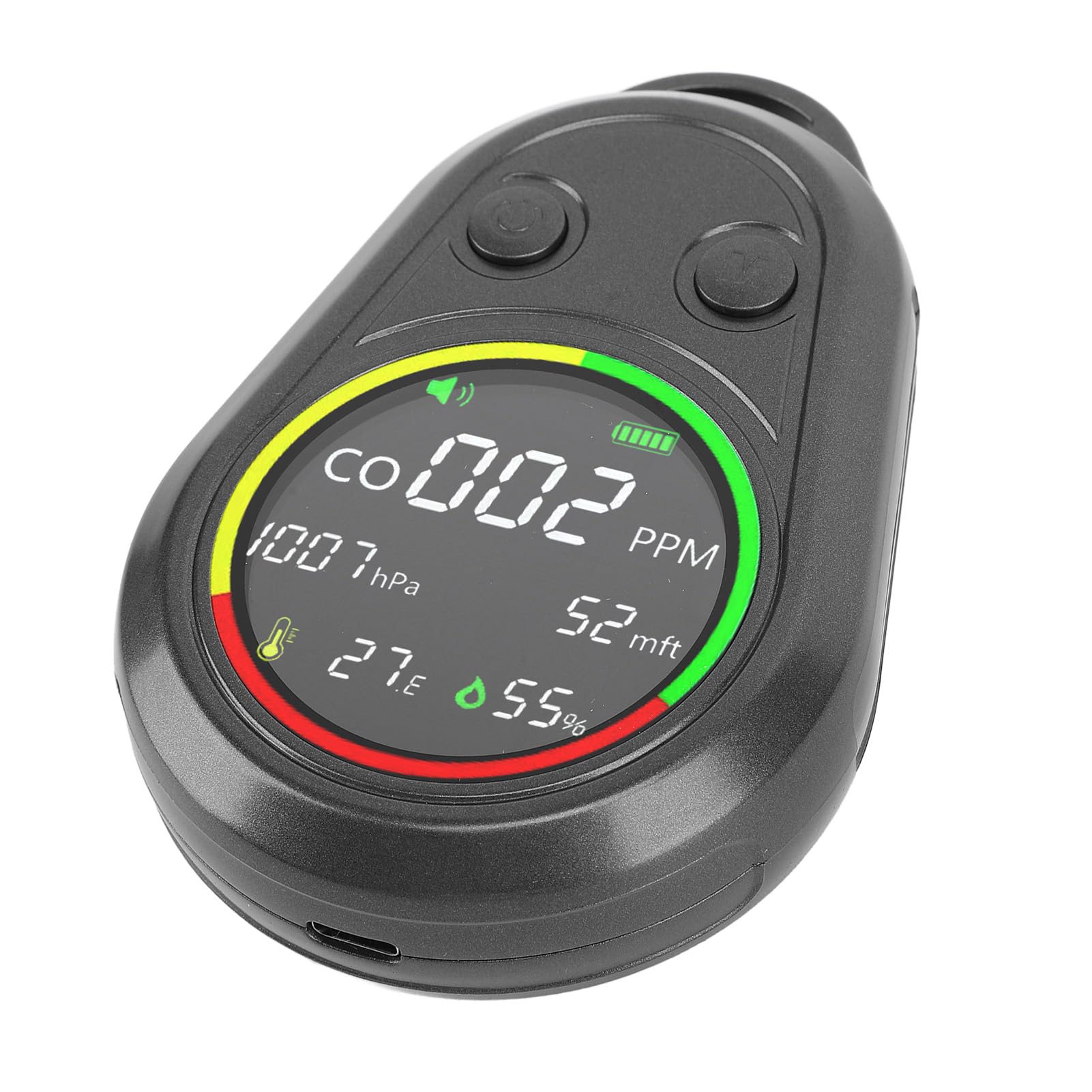 Detector Portátil de Calidad del Aire, Batería de Litio de 1000 MAh, Monitor de CO en Tiempo Real, Temperatura, Humedad, Barómetro, Altímetro para Acampar, Montañismo, Exploración