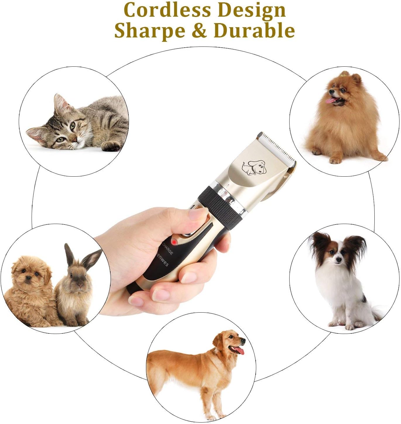 TZCER Dog Clippers Professional Dog Grooming Kit Rechargeable Cordless Pet Grooming Clippers Low Noise Pet Hair Clippers with Pet…