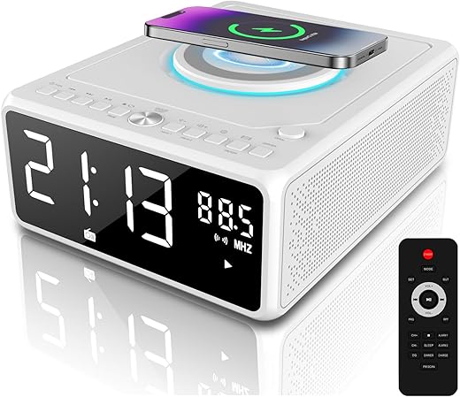 G Keni Elegant CD Player, Alarm Clock Radio with Wireless Charging Station, FM Radio (No AM) photo G Keni Elegant CD Player, Alarm Clock Radio with Wireless Charging Station, FM Radio (No AM)