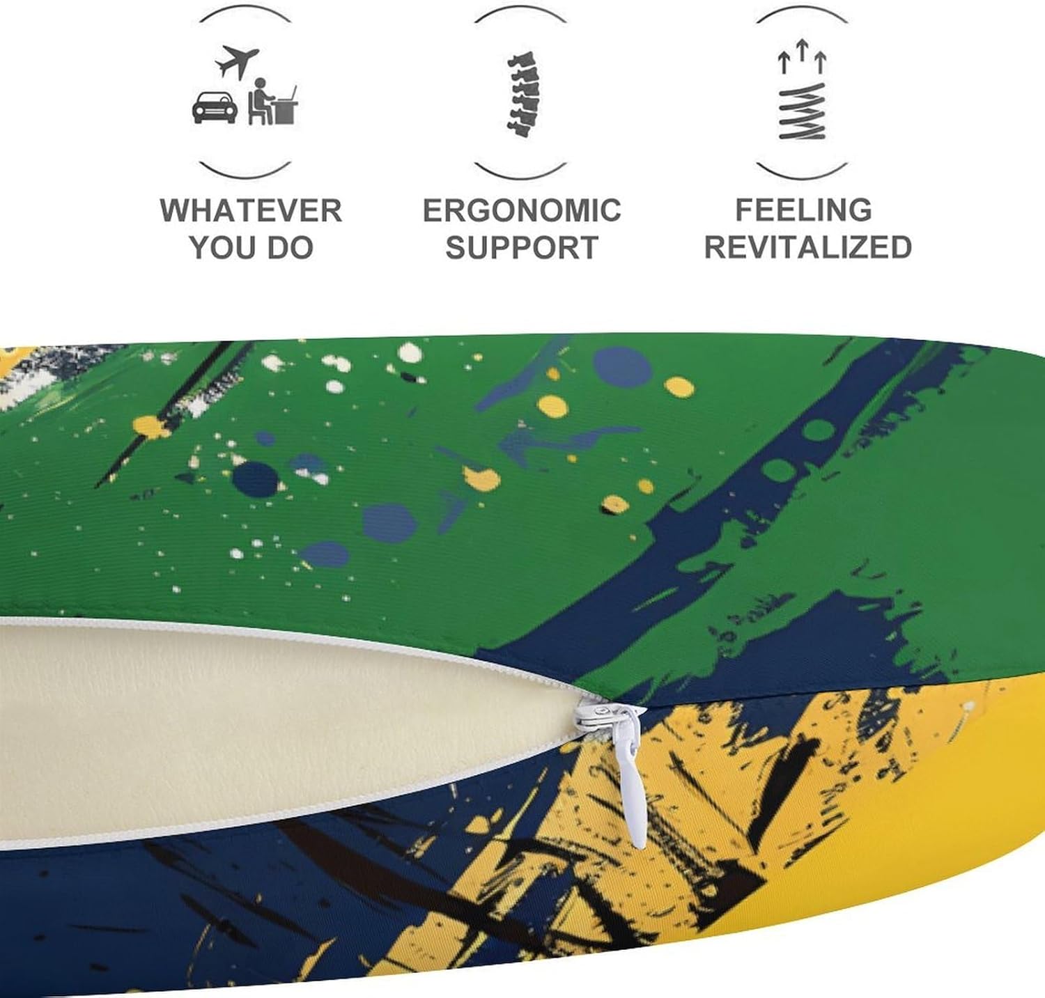 Brazil Flag Travel Pillow U Shape Neck Pillow Washable Pillowcase for Sleeping Chair