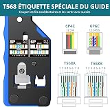 RJ45 Crimp Tool Kit, 3-in-1 Crimper, Stripper, Cable Tester for CAT5, Cat5e, CAT6,Cat6A 8P+6P, Pass Through Ethernet Crimping Tool with 50PCS RJ45 Cat6 Connectors and Protection Covers - 7