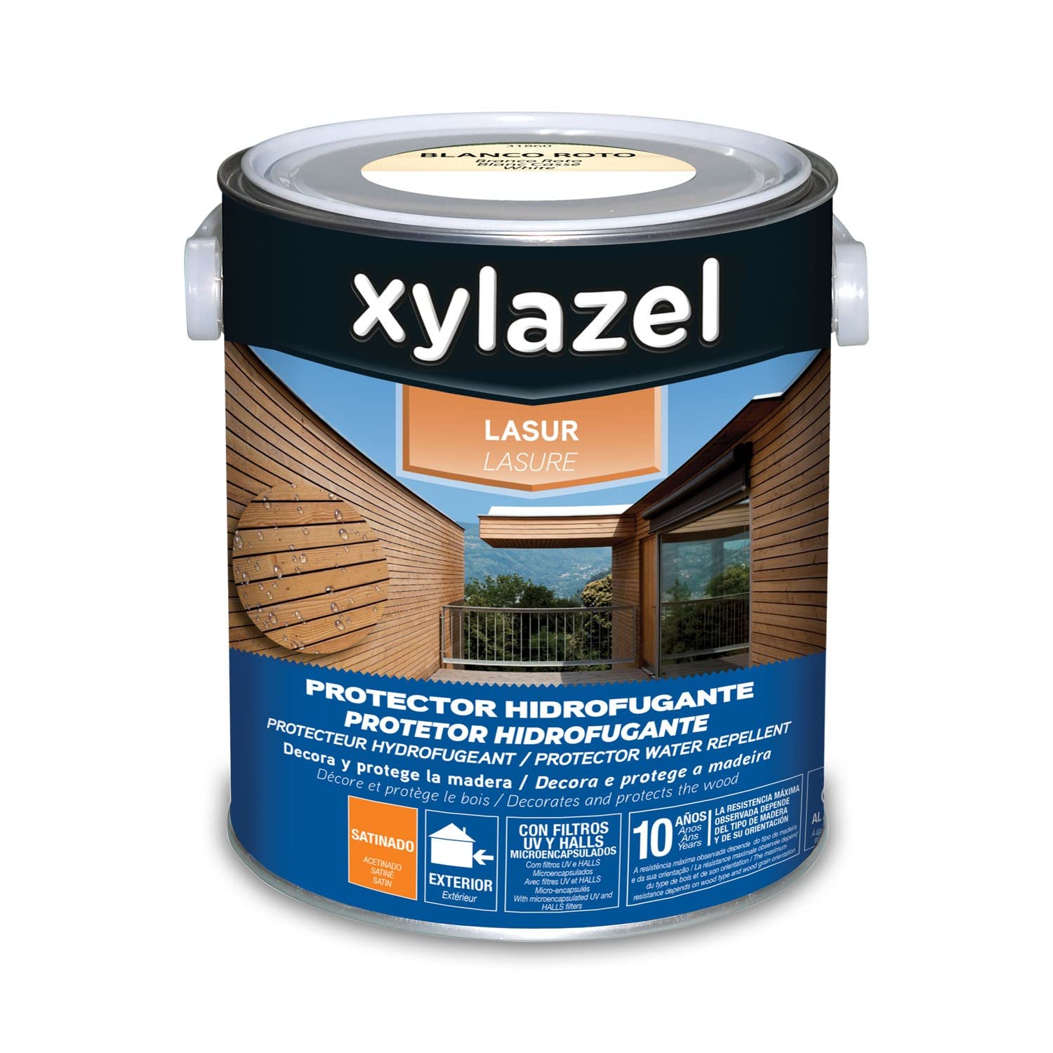 XYLAZEL 2163604 Lasur Protector Hidrofugante Satinado, Color Blanco Roto, 2.5 l