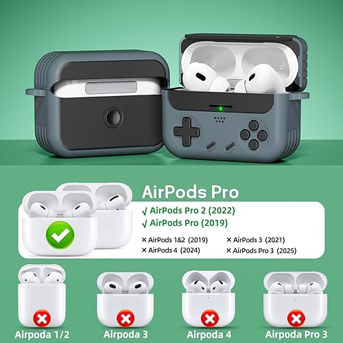 Miniatura 3 de Inesore Funda para Airpods Pro de 2 generación con kit de limpieza, con cerradura para Airpods Pro, funda clásica y divertida para consola de
