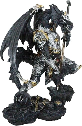 Miniatura 6 de Ebros Gift Gran Hyperion - Estatua de espada de hoja de daga dorada dorada con dragón blindado plateado de 12.25 pulgadas de alto, abrecartas