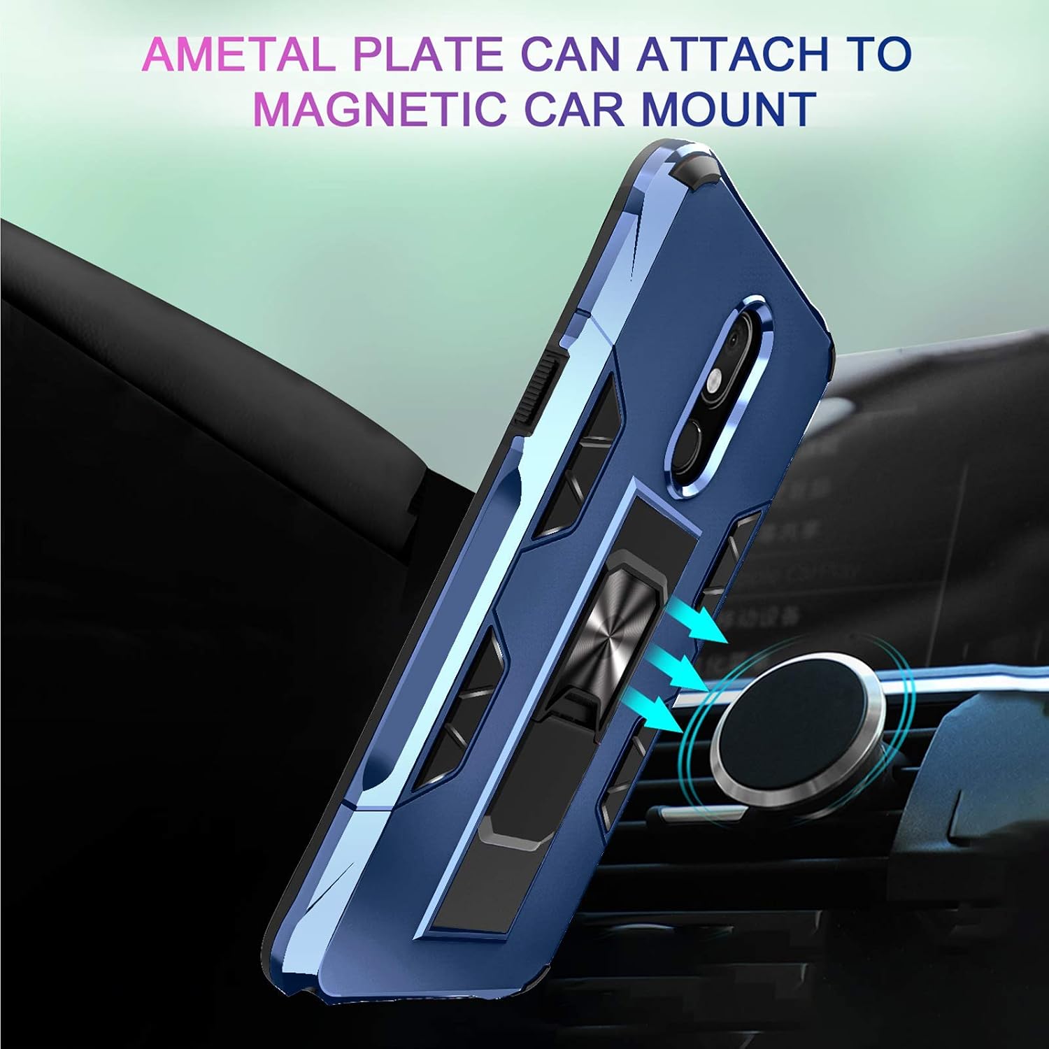 LeYi Compatible for LG Stylo 5 Case, Stylo 5 Phone Case with Tempered Glass Screen Protector [2 Pack], LeYi Military-Grade Shockproof Built-in Kickstand Car Mount Cover Case for LG Stylo 5, Blue