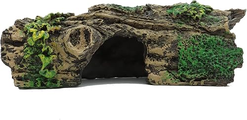 Miniatura 3 de JIH Decoraciones de acuario resina hueco tronco de árbol adorno, Bettas House Cave Wood House House Decor for Fish Tank (HS-SP207)
