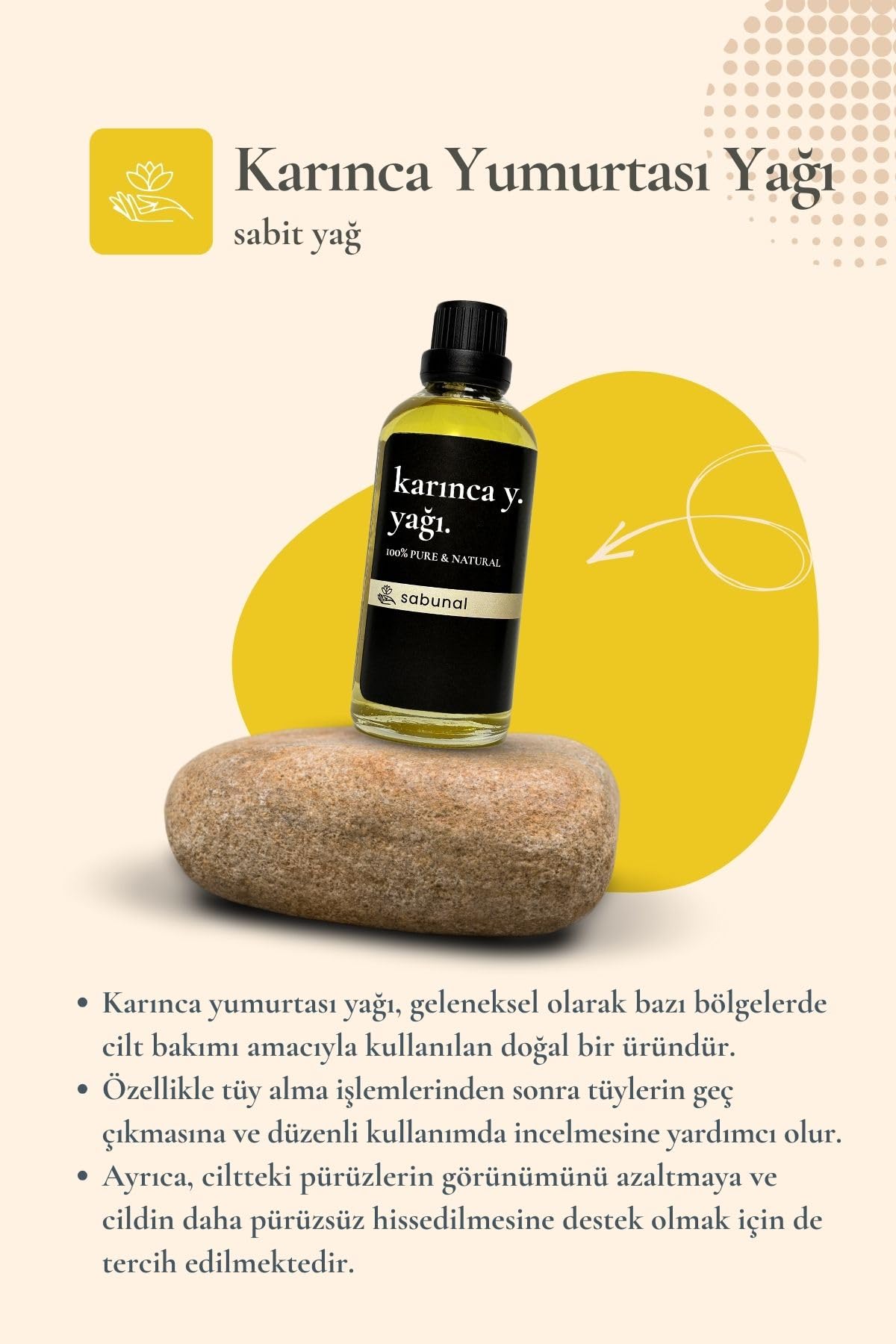 Karınca Yumurtası Yağı 100 ml - Epilasyon Sonrası Tüy Azaltıcı Bakım Yağı