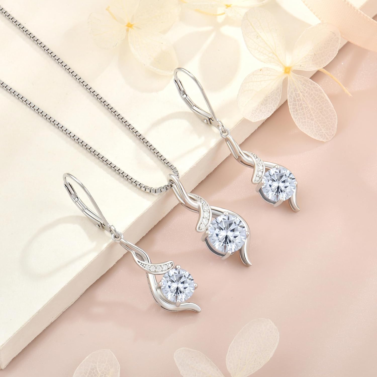 Women‘s Birthstone Pendant Necklace S925 Sterling Silver Imitation Diamond Infinity Necklace Jewelry Gift for Her - Image 5