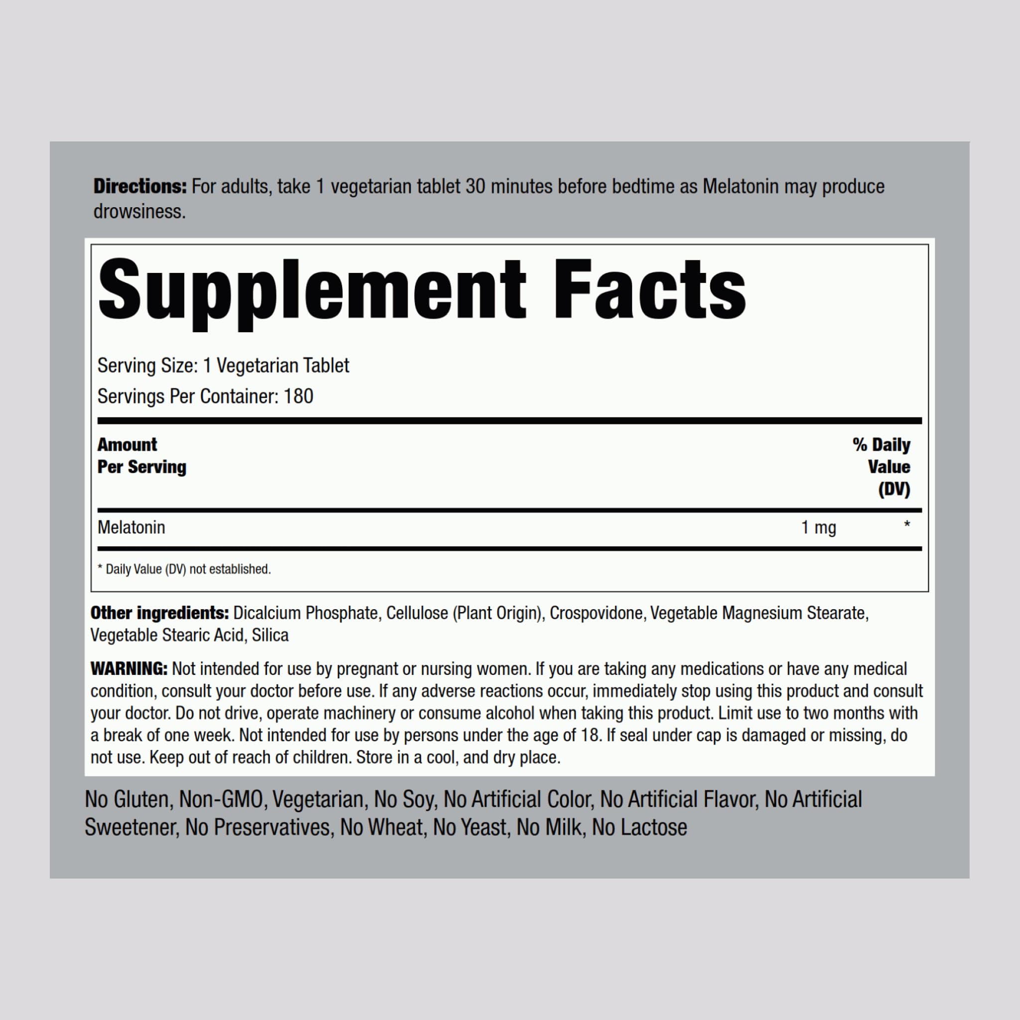 Piping Rock Melatonin 1 mg | 180 Tablets | Supplement for Adults — Amazon image 2