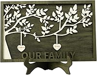 Vista 27 de Joyforisa Regalos para mamá y abuela, marco personalizado del árbol de la vida con corazones y nombres, marco de árbol familiar de madera